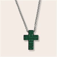Collana Ultima Edizione Donna Croce in Argento Smeraldo CAO4544-V - CAO4544-V